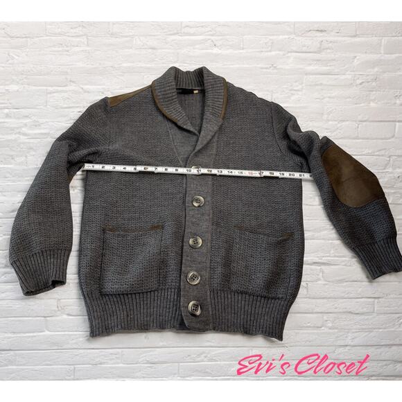 Dornbusch Virgin Wool Cardigan Leather Shoulder Elbow Patches Shawl Collar US 40 - Picture 11 of 15